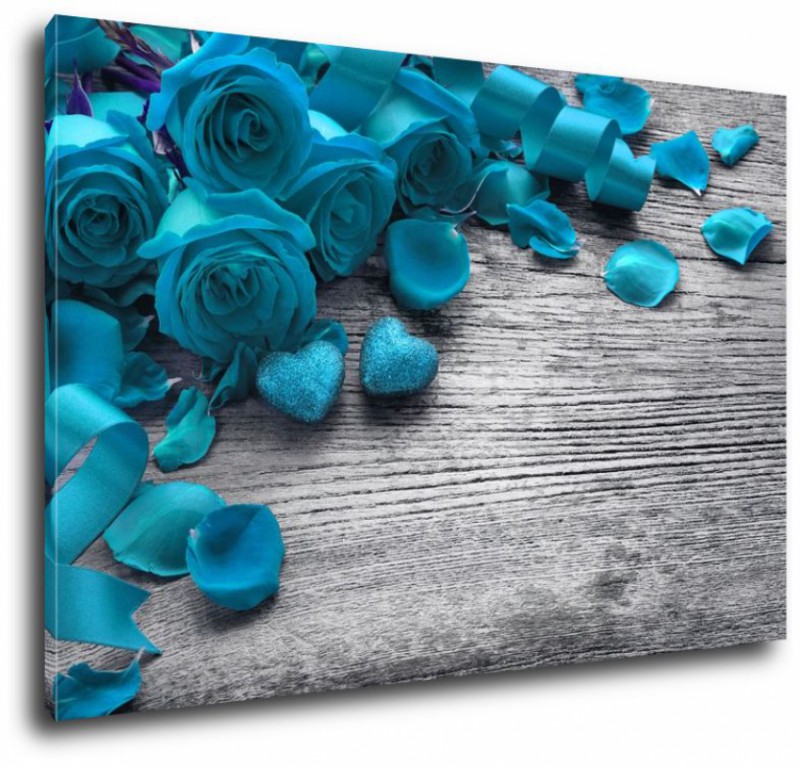 Obraz na plátne Modré ruže na stole