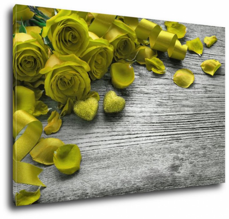 Obraz na plátne Žlté ruže na stole