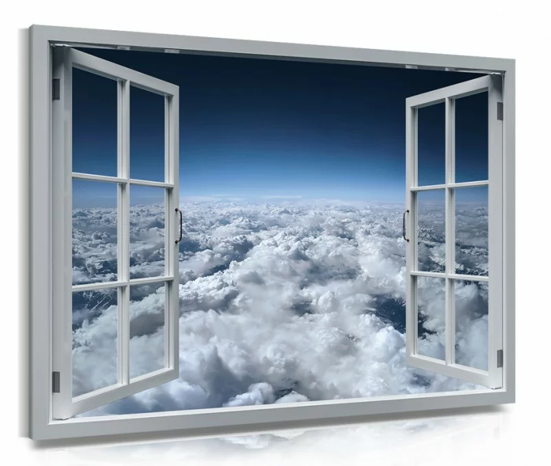Obraz na wymiar - okno i chmury
