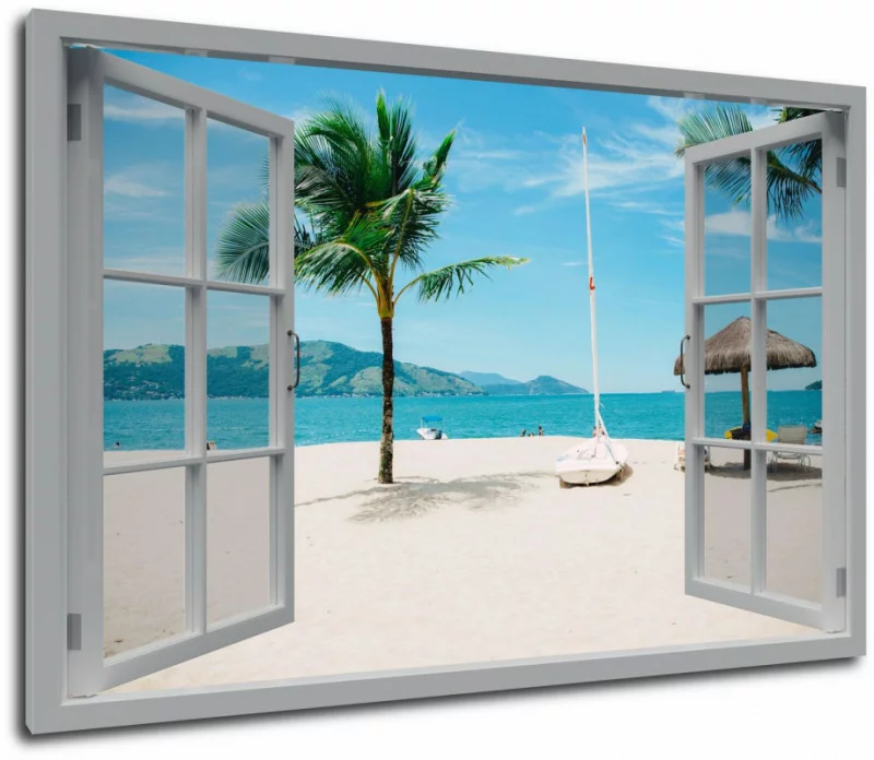 Obraz okno - słoneczna plaża - obrazek 1