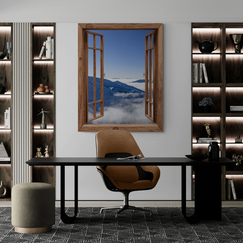 Obraz 3D - chmury za oknem