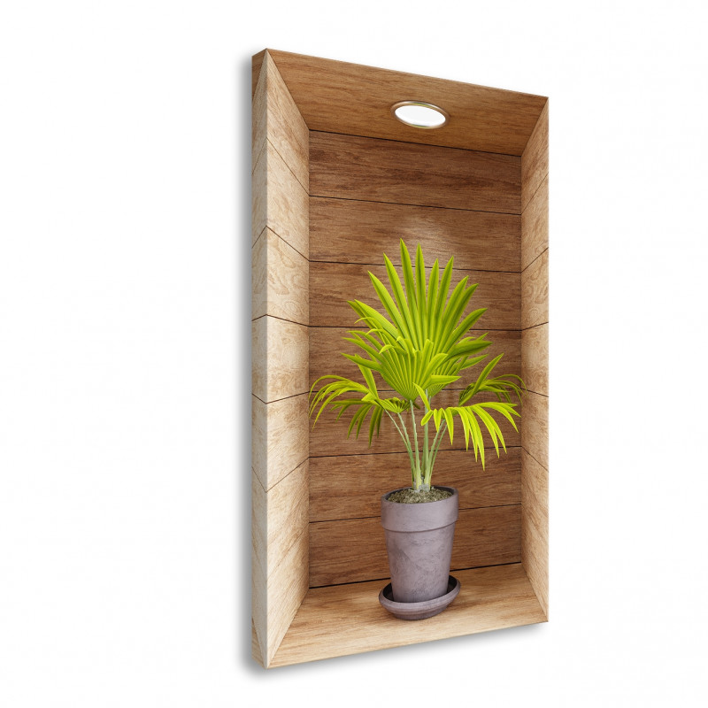 Obraz 3D - kwiat w drewnianej wnęce XXIX