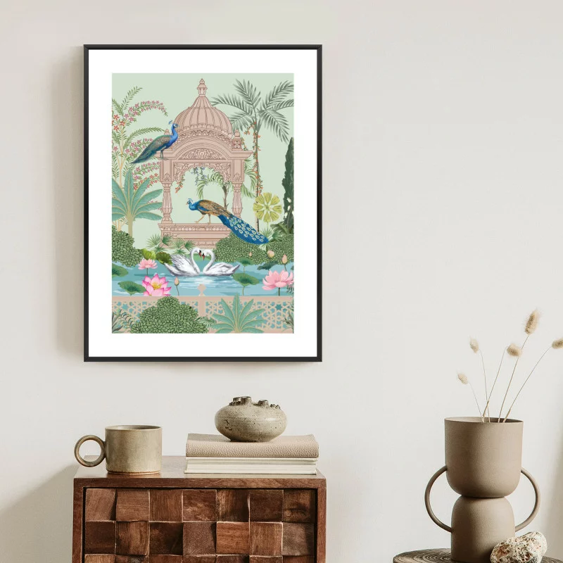 Plakat w ramie - pałac pawie i palmy - obrazek 1