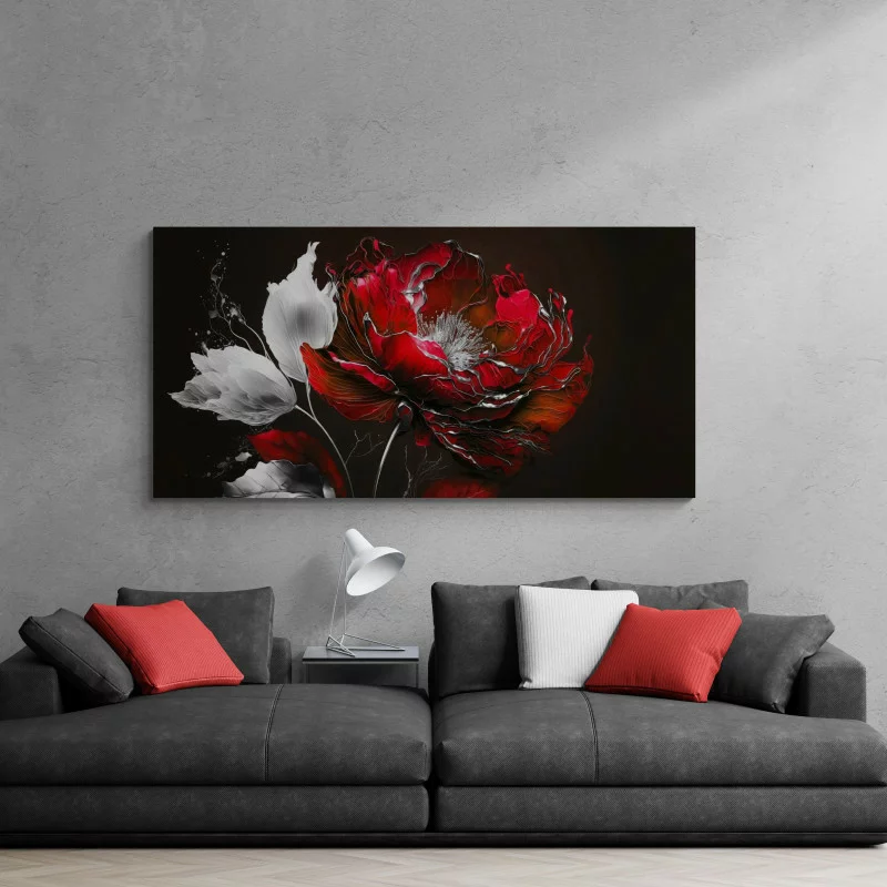 Duży obraz 200x100cm - kwiat w czerwieni - obrazek 1