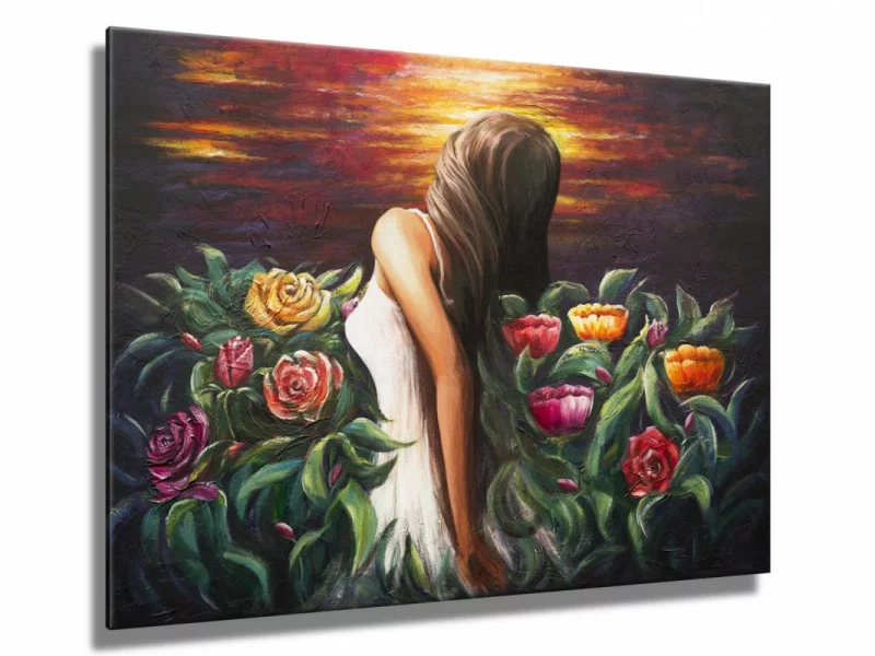 Obraz malowany - wśród kwiatów - obrazek 1