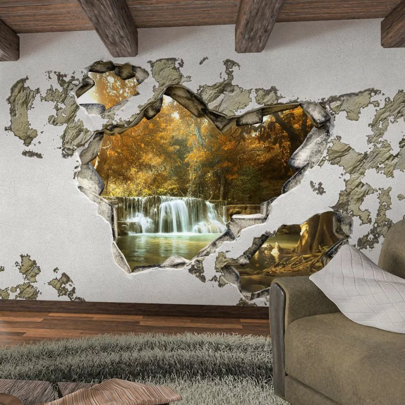 Fototapeta 3D - wodospad za ścianą - obrazek 1