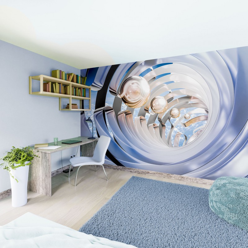 Fototapeta 3D Tunel z modrých prstencov II