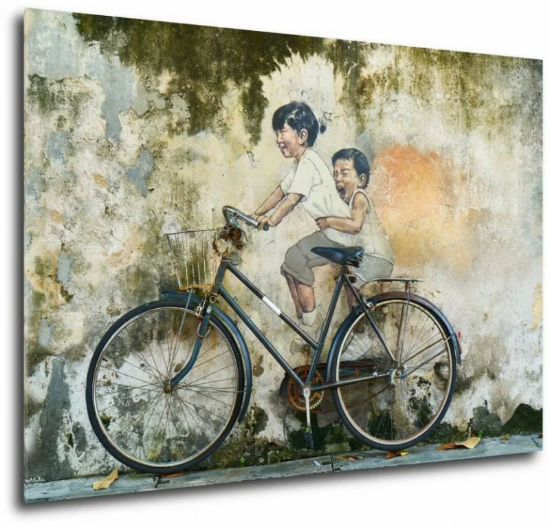 Obraz rower i dzieci - obrazek 1
