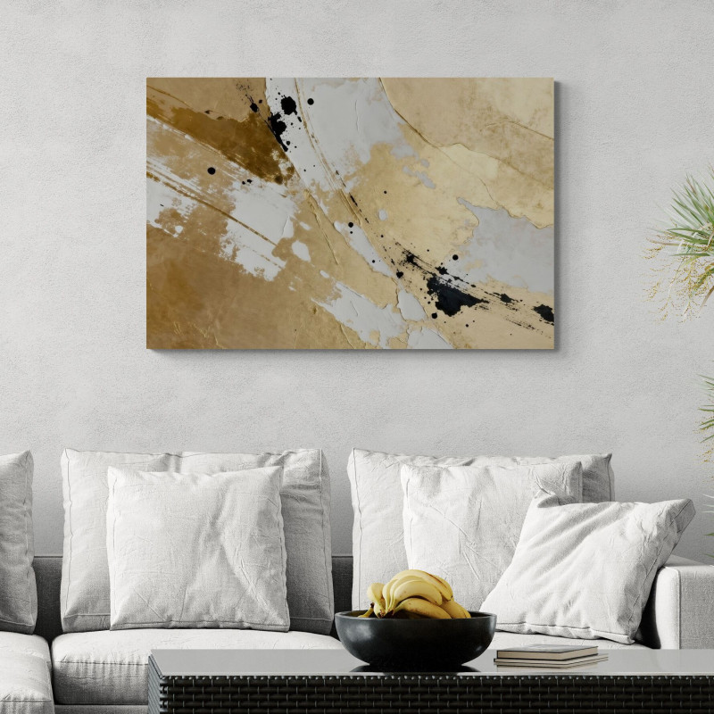 Obraz abstrakcyjny - złote i czarne plamy