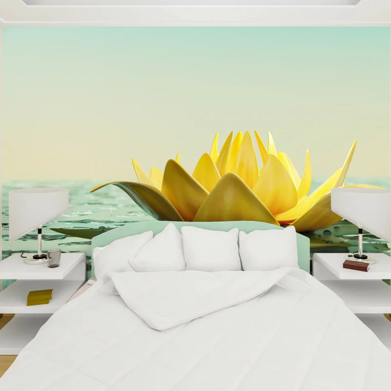Fototapeta 3D kwiatek na fali - obrazek 1