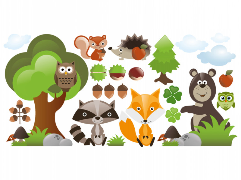Naklejka na ścianę dla dzieci - zwierzęta leśne