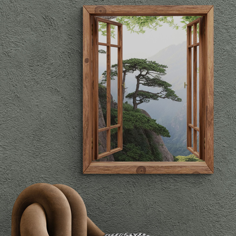 Obraz 3D - drzewko za oknem