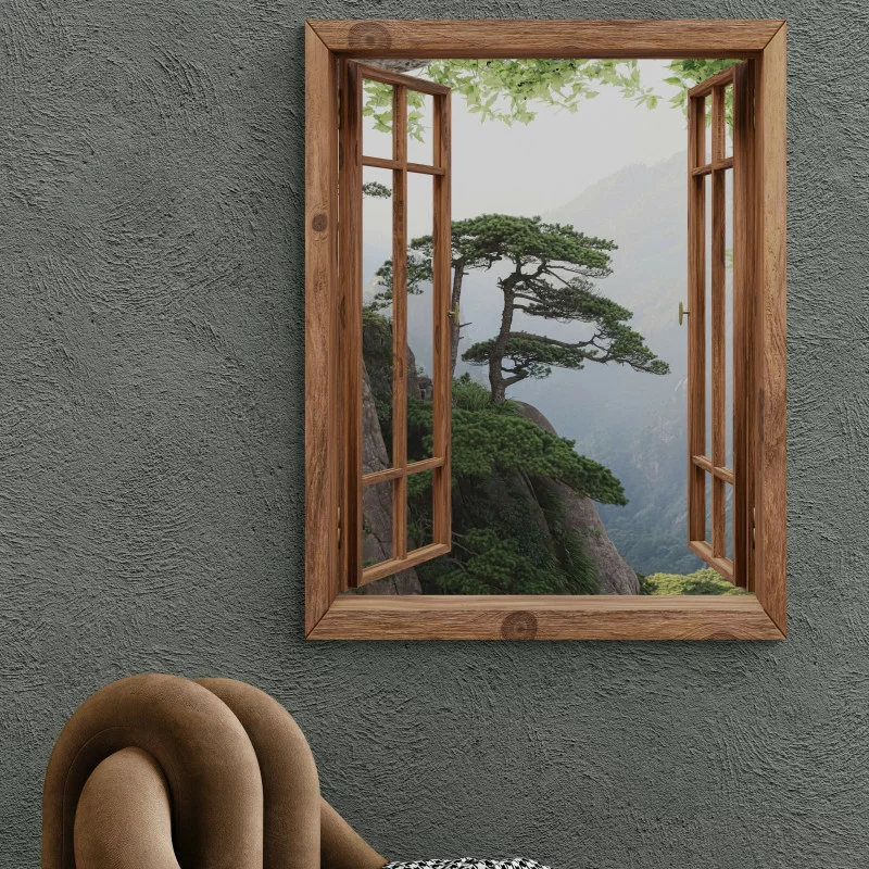 Obraz 3D - drzewko za oknem - obrazek 1