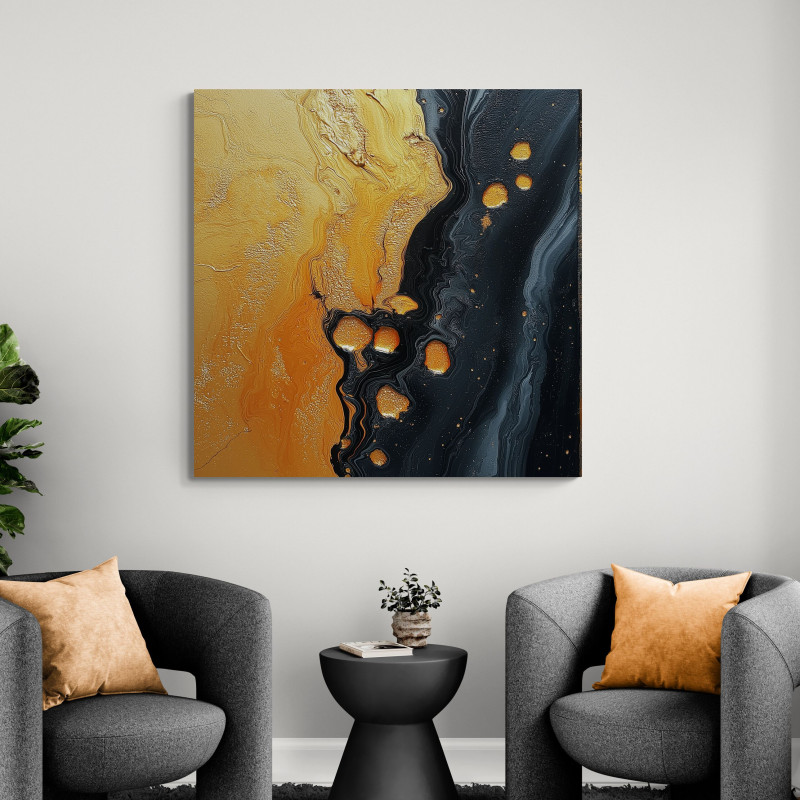 Obraz - rozlana harmonia złota i czerni