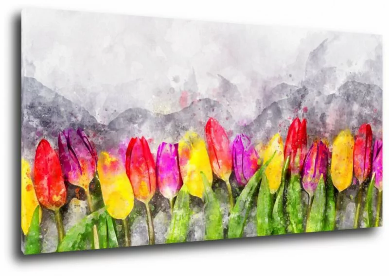 Kolorowe tulipany - obraz panoramiczny - obrazek 1
