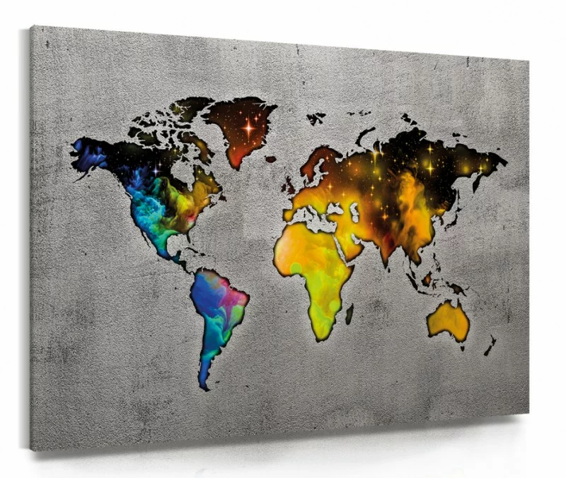 Obraz na płótnie - kolorowa mapa świata - obrazek 1