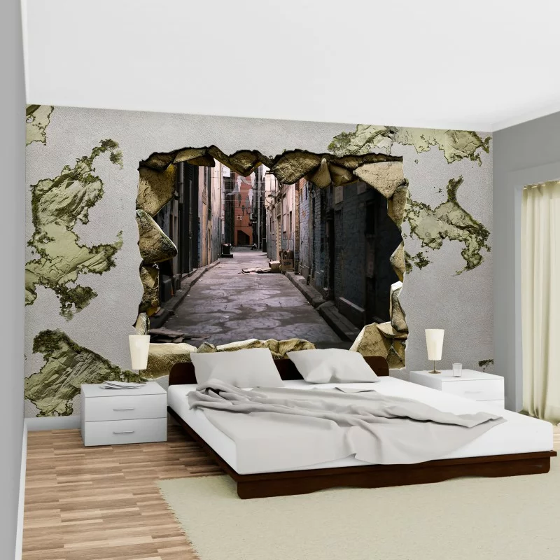 Fototapeta 3D ciemna uliczka - obrazek 1
