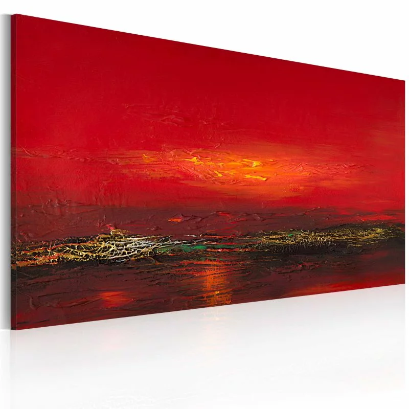 Obraz malowany - Czerwony zachód słońca nad morzem - obrazek 1