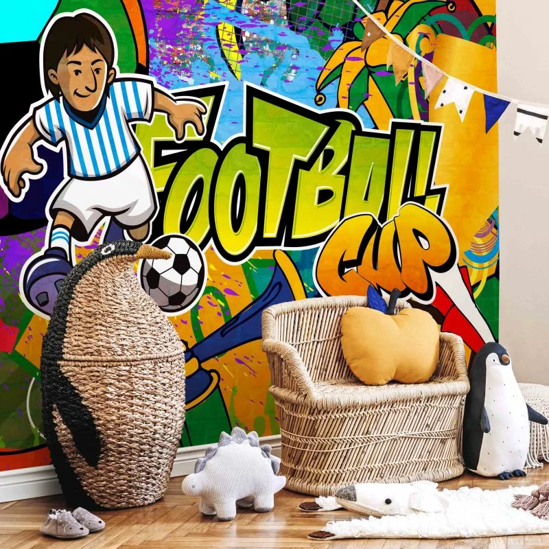 Fototapeta wodoodporna - Piłkarskie mistrzostwa - kolorowe graffiti o piłce nożnej z napisem - obrazek 1