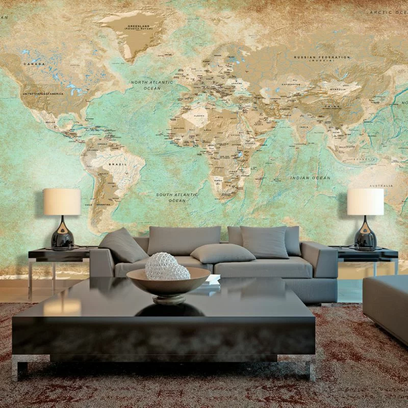 Fototapeta samoprzylepna - Turkusowa mapa świata II - obrazek 1