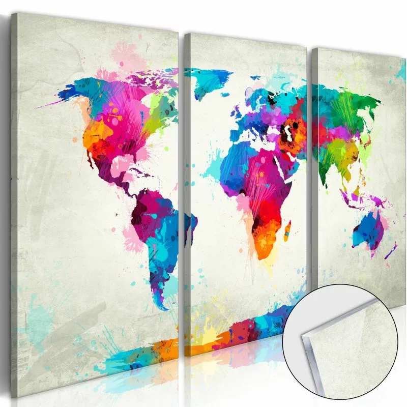 Obraz na szkle akrylowym - Mapa świata: Eksplozja kolorów  - obrazek 1