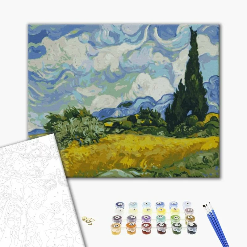 Obraz do samodzielnego malowania - Vincent Van Gogh – Pole pszenicy z cyprysami - obrazek 1