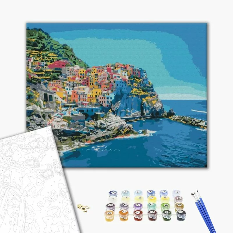 Obraz do samodzielnego malowania - Kolorowe włoskie miasteczko - obrazek 1