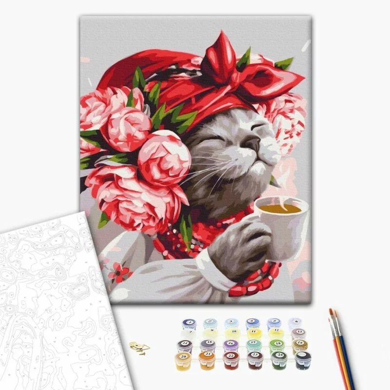 Obraz do samodzielnego malowania - Kocia gospodyni - obrazek 1