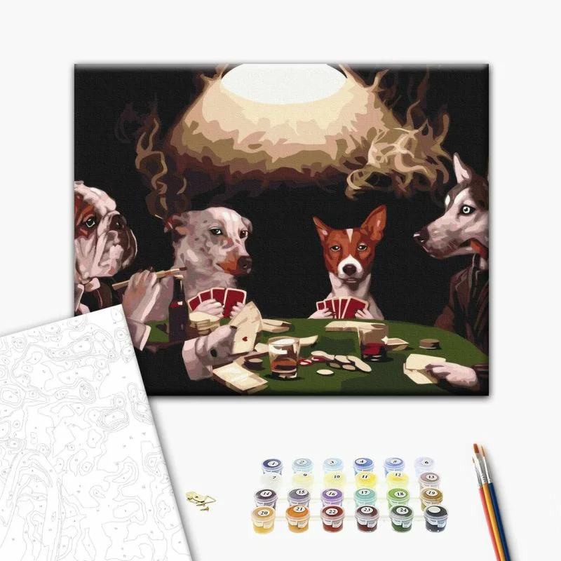 Obraz do samodzielnego malowania - Psi pokerzyści - obrazek 1