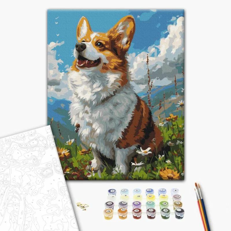 Obraz do samodzielnego malowania - Słoneczny Corgi - obrazek 1