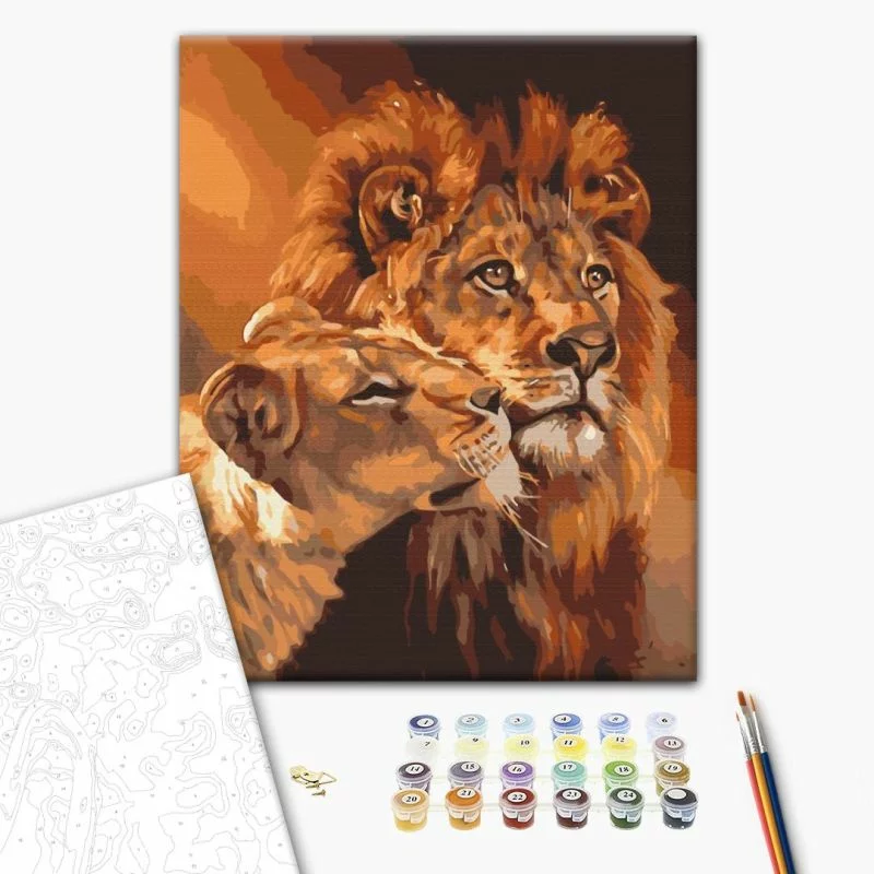 Obraz do samodzielnego malowania - Lwia miłość - obrazek 1