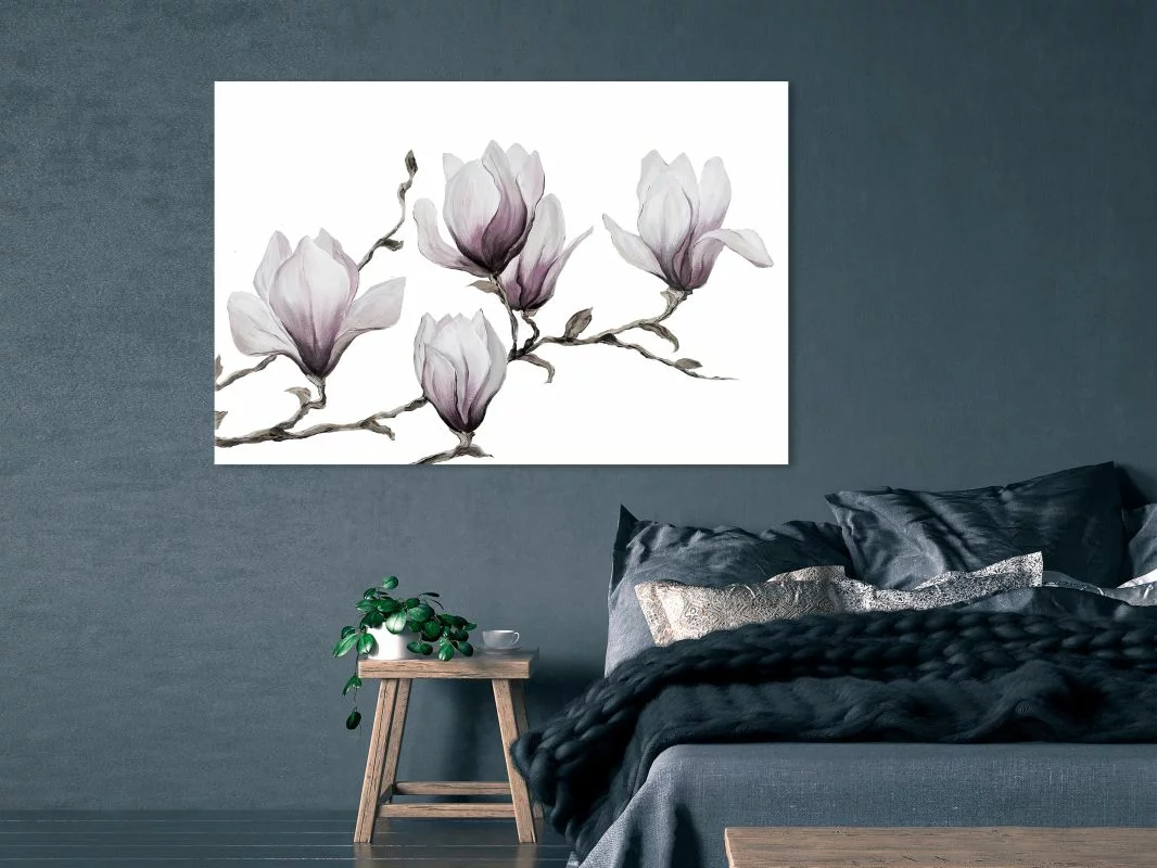 Obraz - Malowane magnolie (1-częściowy) szeroki - obrazek 1