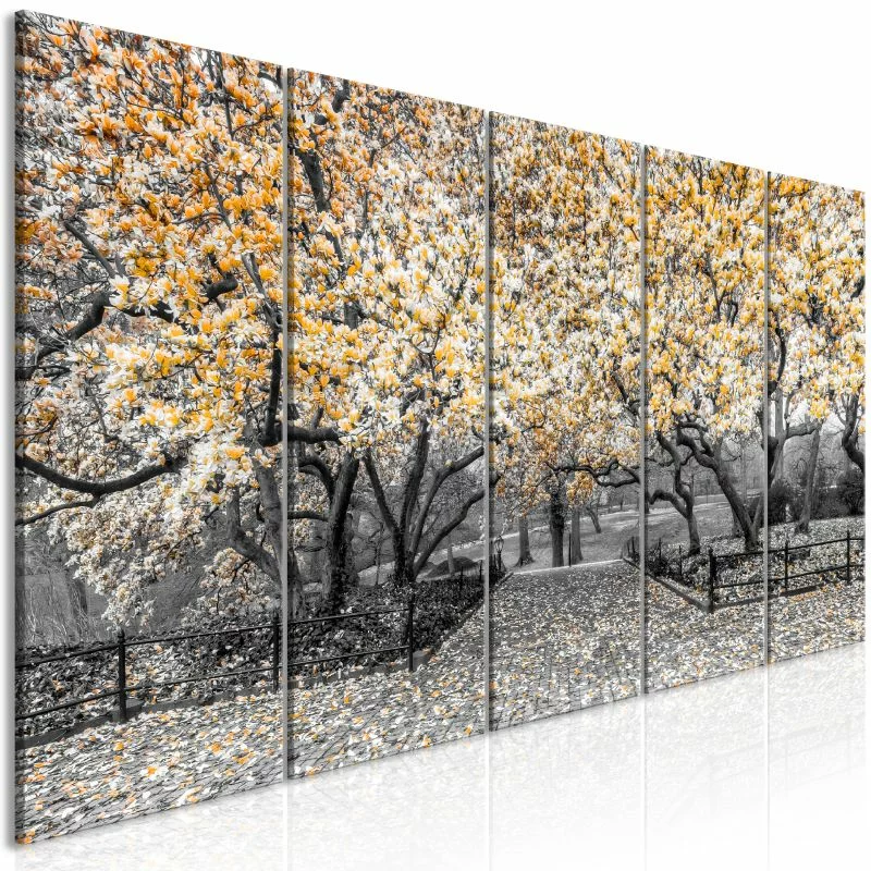 Obraz - Park magnolii (5-częściowy) wąski pomarańczowy - obrazek 1
