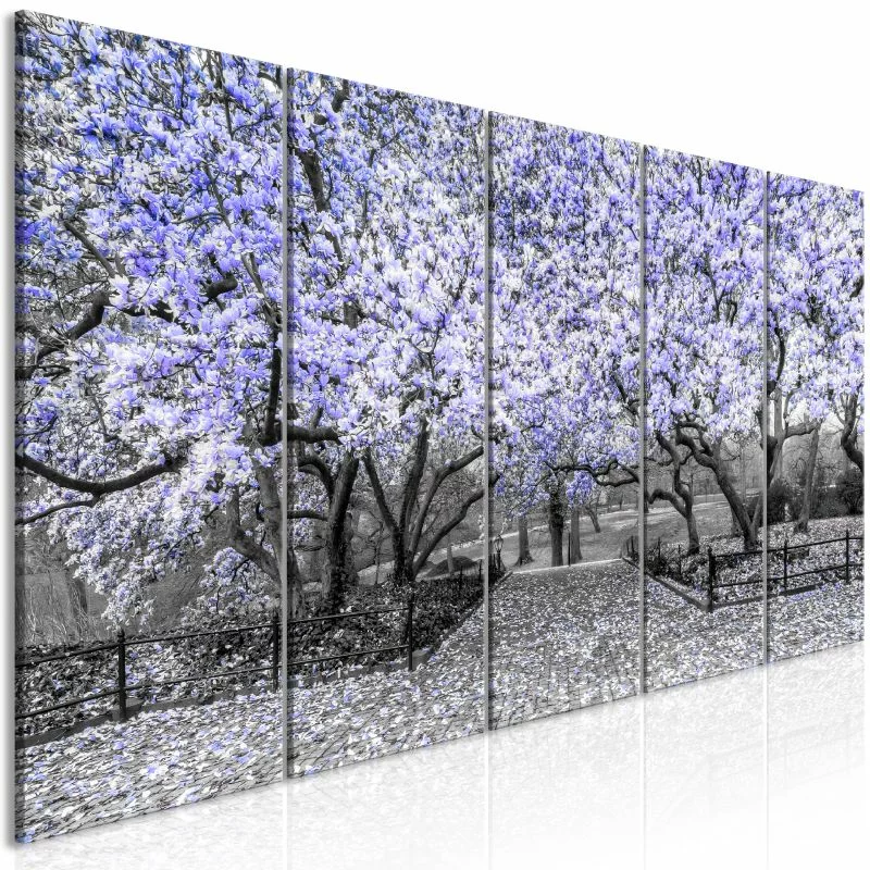 Obraz - Park magnolii (5-częściowy) wąski fioletowy - obrazek 1