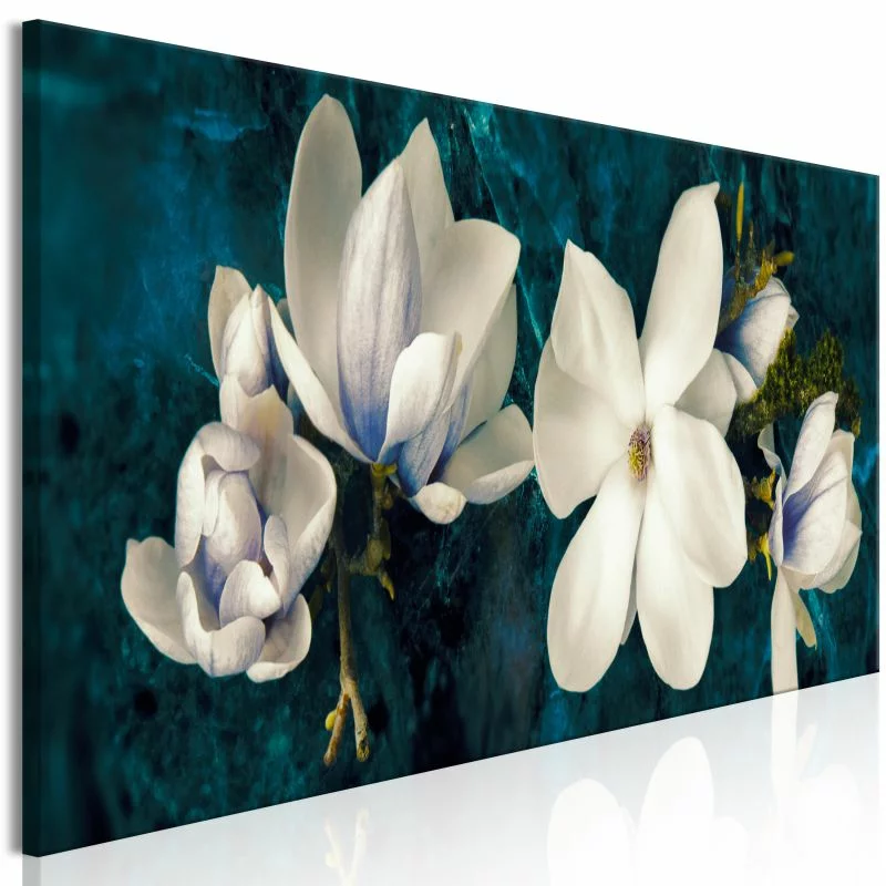Obraz - Awangardowa magnolia (1-częściowy) wąski turkusowy - obrazek 1