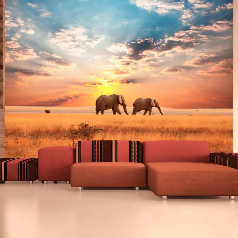 Fototapeta - Słonie na afrykańskiej sawannie - obrazek 1