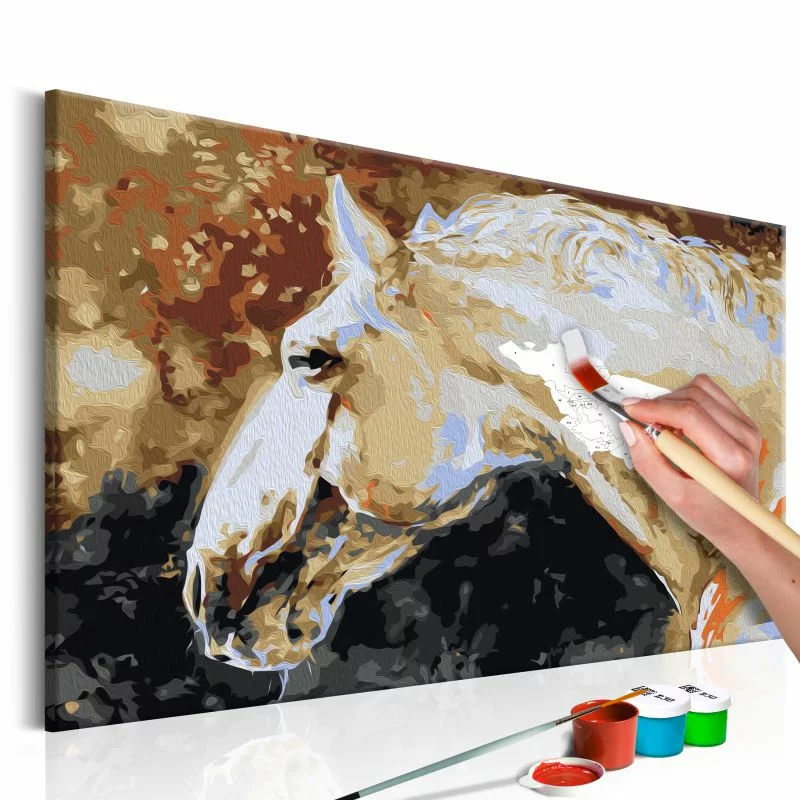 Obraz do samodzielnego malowania - Biały koń - obrazek 1
