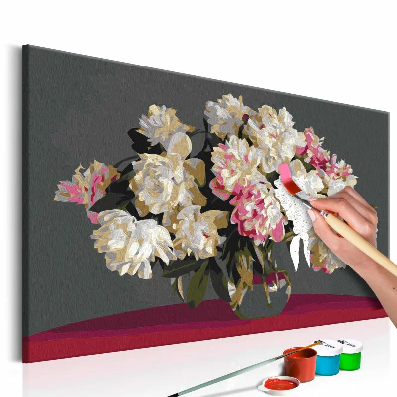 Obraz do samodzielnego malowania - Białe kwiaty w wazonie - obrazek 1