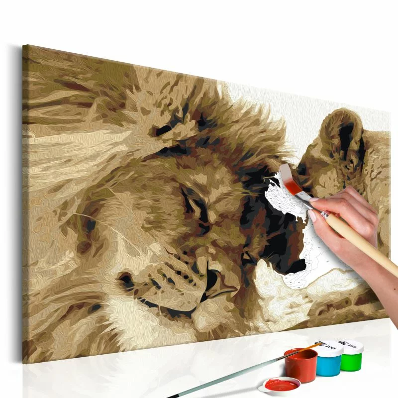 Obraz do samodzielnego malowania - Lew i lwica (miłość) - obrazek 1
