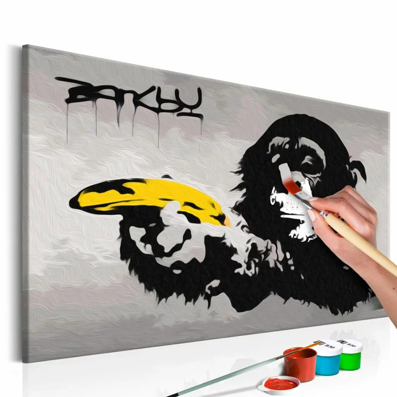 Obraz do samodzielnego malowania - Małpa (Banksy Street Art Graffiti) - obrazek 1