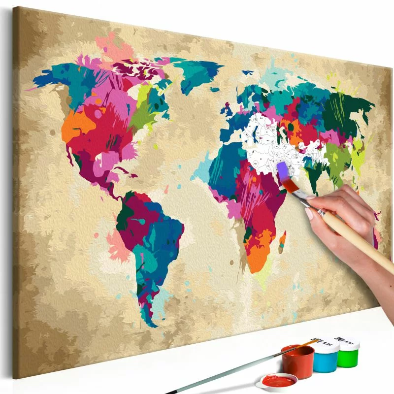 Obraz do samodzielnego malowania - Mapa świata (kolorowa) - obrazek 1