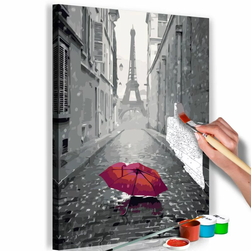 Obraz do samodzielnego malowania - Paryż (Czerwona parasolka) - obrazek 1