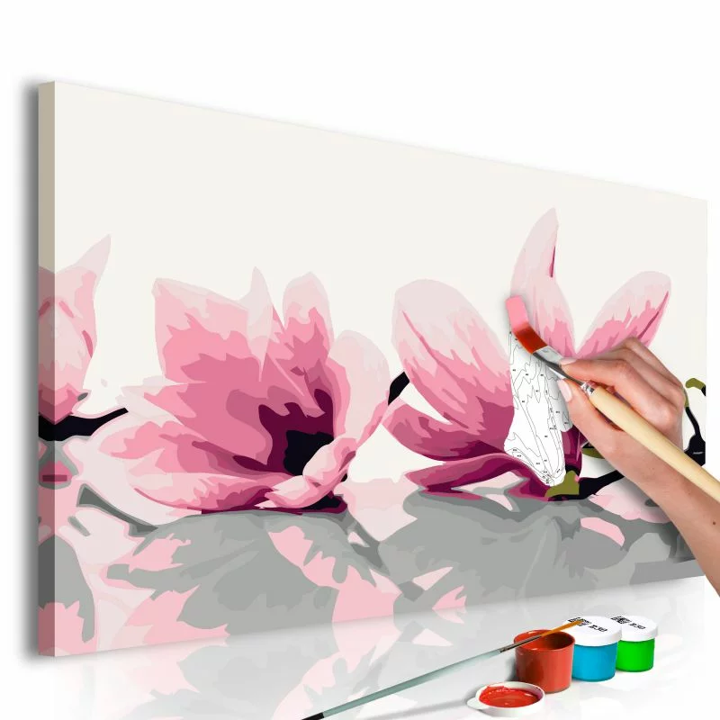 Obraz do samodzielnego malowania - Magnolia (białe tło) - obrazek 1