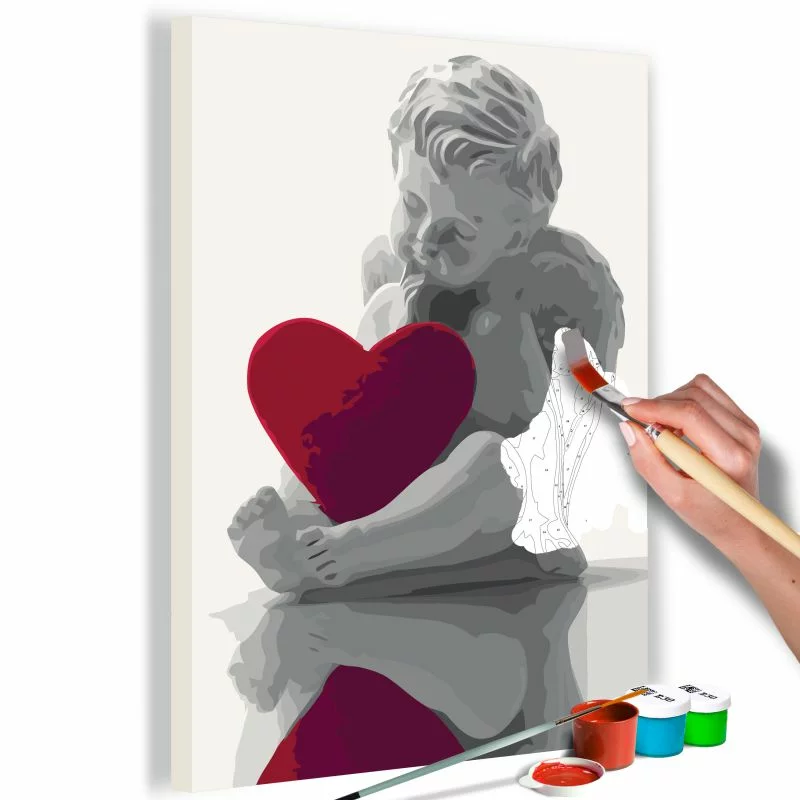 Obraz do samodzielnego malowania - Aniołek (czerwone serce) - obrazek 1
