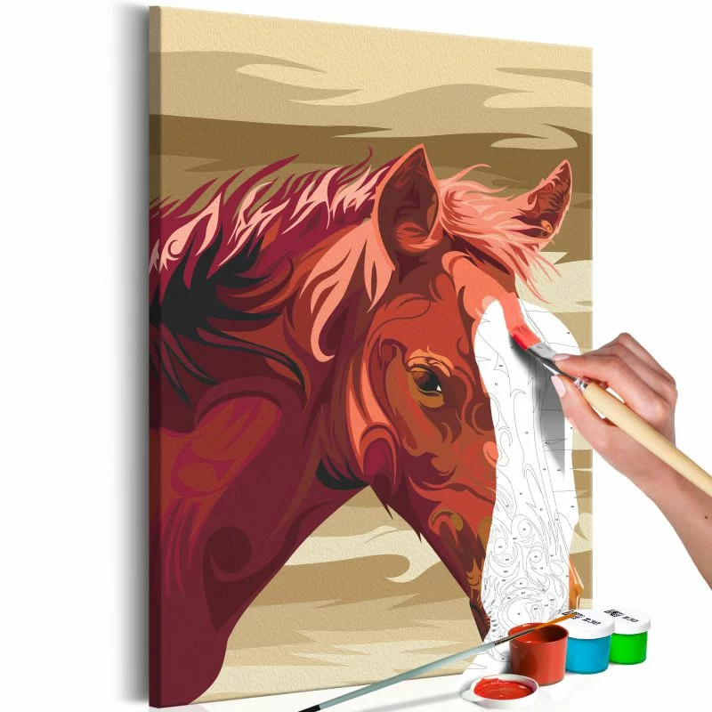 Obraz do samodzielnego malowania - Gniady koń - obrazek 1