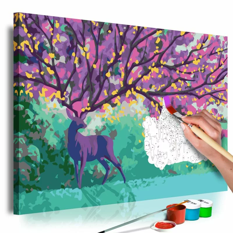 Obraz do samodzielnego malowania - Fioletowy jeleń - obrazek 1