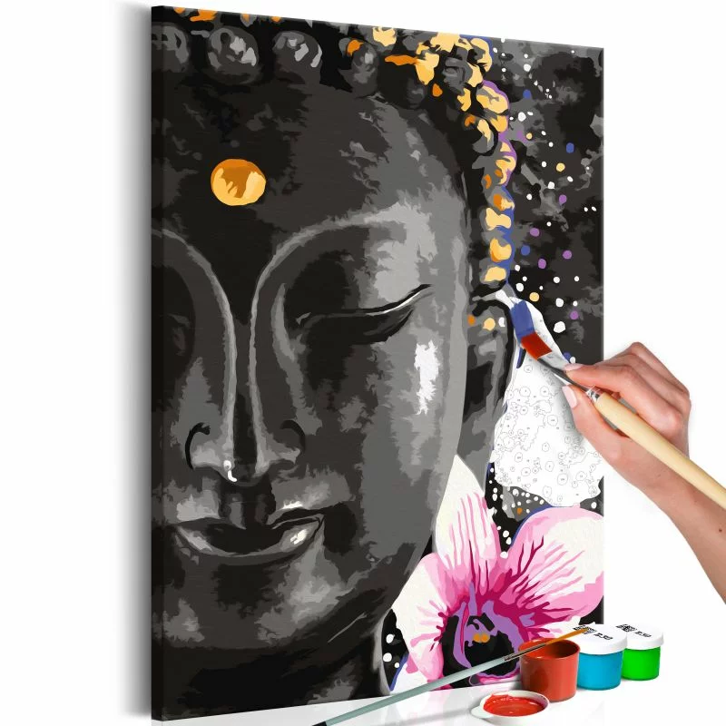 Obraz do samodzielnego malowania - Budda i kwiat - obrazek 1