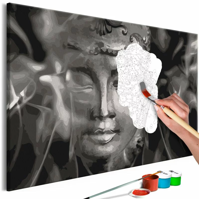 Obraz do samodzielnego malowania - Czarno-biały Budda - obrazek 1