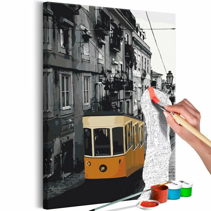 Obraz do samodzielnego malowania - Tramwaj w Lizbonie - obrazek 1