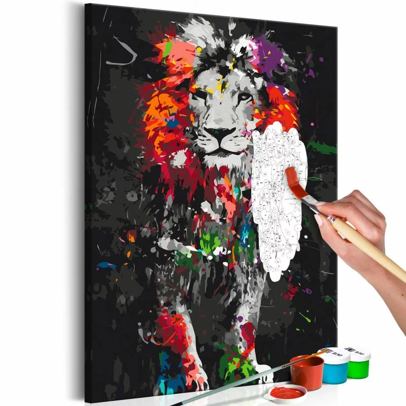 Obraz do samodzielnego malowania - Kolorowe zwierzęta: lew - obrazek 1